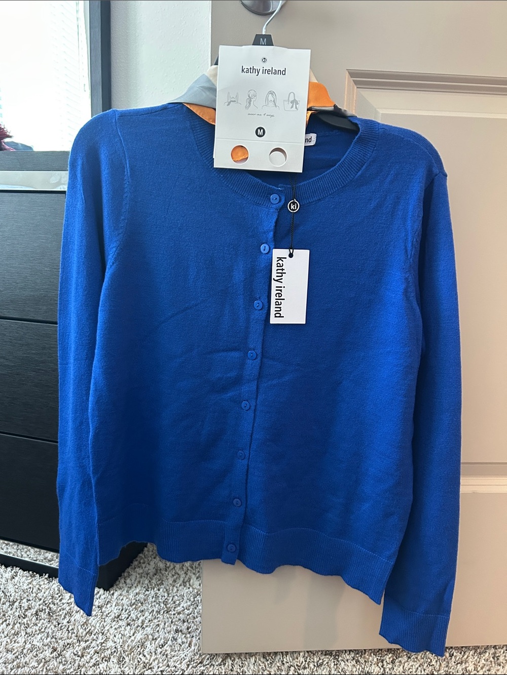 kathy ireland Blue Button-Front Knit Cardigan
